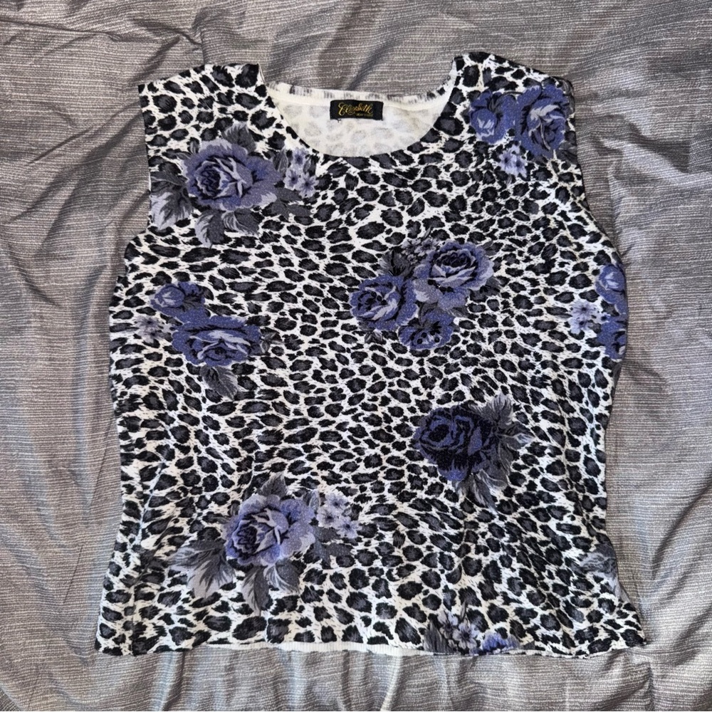 floral leopard print vintage tank top
